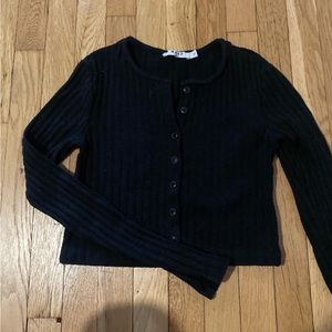 NA-KD cropped black button up sweater